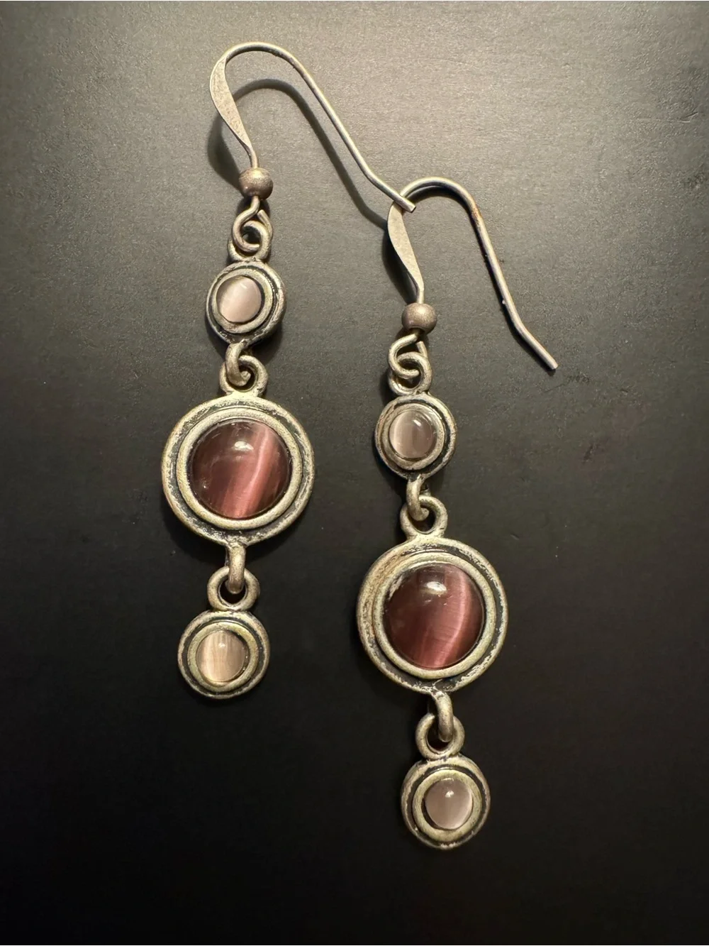 Lia Sophia Purple Cat’s Eye Necklace Earrings Set